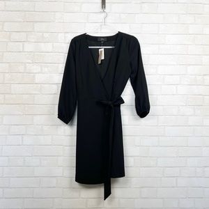 J. Crew Black Crepe Wrap Dress NEW